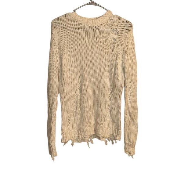 Solid & Stripes Crew Neck Beige Distressed Sweater(Size Medium) - Picture 2 of 5